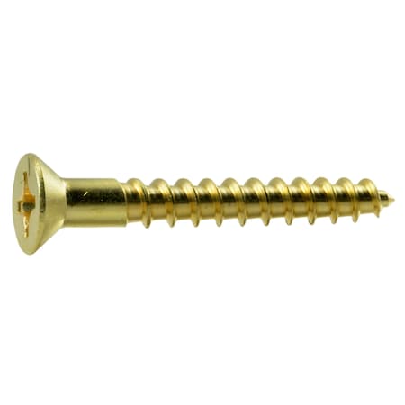 Midwest Fastener Wood Screw, #10, 1-1/2 in, Plain Brass Flat Head Phillips Drive, 36 PK 62823